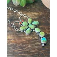 Collier libellule religieux en argent sterling avec turquoise, corail et or Sonoran, motif insecte, perle et diamant, par Andrew James – Cadeau