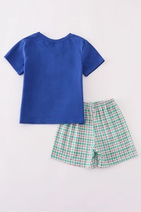 Ensemble de vêtements pour garçons le plus vendu Short à nœud français pomme bleue Spandex/Polyester Smart Casual Design classique unique pour les tout-petits - Product Image 3