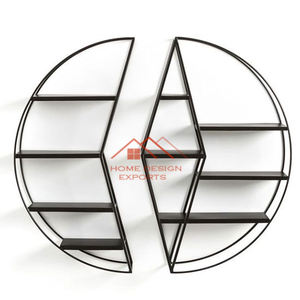 Estantes de montaje en pared Hexagonal montados en la pared de Metal nórdico con partición de madera estante de almacenamiento decoración de la sala de estar - Product Image 4