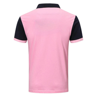Polo pour homme 100% polyester personnalisé, couleur marine et rose, à blocs de couleur, manches courtes, coupe classique, décontracté, en coton tricoté