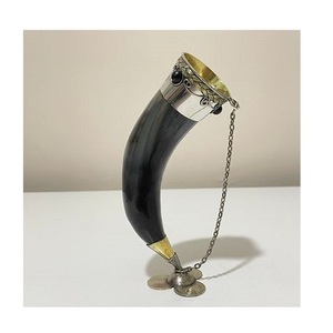 Antique Design Viking Horn Mug with <b>Metal</b> Stand Drinkware Horn Beer Mug Genuine Handcrafted Viking Horn Mugs Custom Shape & Size - Product Image 1