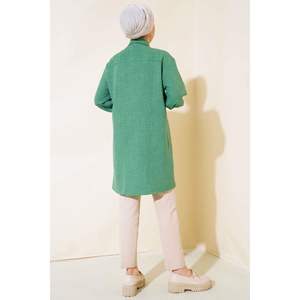 Benetton Camisa De Lino Casual De Doble Bolsillo Para Mujer - Product Image 4