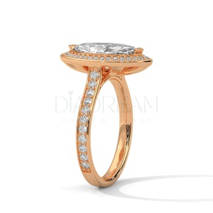 แหวนเพชรโมอิสประดับเพชรแบบดั้งเดิมสำหรับผู้หญิงแหวนโซลิแทร์ประดับเพชรสำหรับผู้หญิงทรง14KT สีขาวทองดีไซน์เนอร์ - Product Image 2