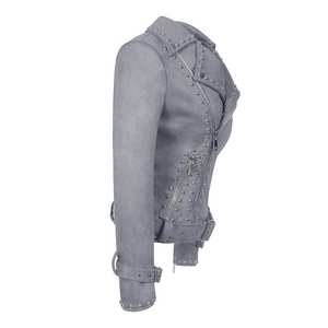 แจ็กเก็ตหนังสำหรับผู้ชายทรงสลิมฟิตเสื้อแจ็กเก็ตหนังสำหรับผู้หญิงปรับแต่งโลโก้ได้ตามต้องการ - Product Image 2