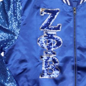 Vente en gros Nouveautés Blouson bombardier à manches sequins Delta /Sigma/Thêta Veste en satin universitaire Vêtements grecs élégants de sororité Vestes en satin - Product Image 6