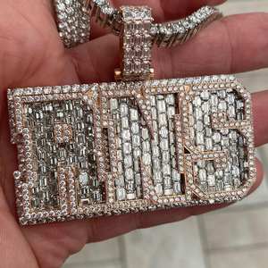 Collar con Colgante de Letra Personalizada en Plata 925 Chapada en Oro Rosa, con Moissanita, Joyería para Oficina/Trabajo, Certificado IGI - Product Image 1