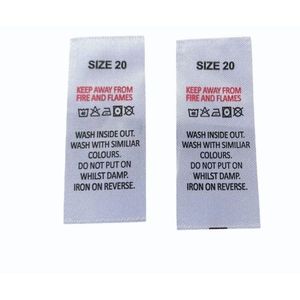 Etiqueta de Cuidado de Ropa Personalizada de Satén Impresa de 0.75 x 2 Pulgadas, Rectangular, Diseño 3D, Lavable, con Impresión en Serigrafía - Product Image 3