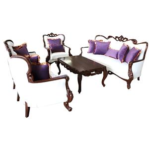 Juego de Sofás Seccionales de Madera Tallada de Lujo, Tapizados, en Forma de L, Diseño Tradicional para Sala de Estar, Muebles para el Hogar - Product Image 2