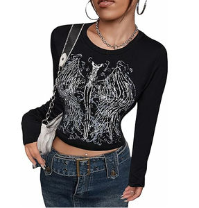 Top corto con estampado floral personalizado para mujer, camisetas transpirables de moda de verano, respetuosas con el medio ambiente - Product Image 5