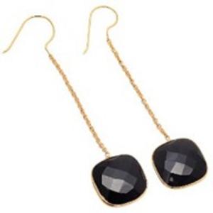 Nouvel arrivage de boucles d'oreilles en forme de coussin en argent Sterling 925 avec des pierres précieuses d'onyx noir - Product Image 1