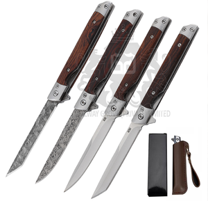 Navaja Plegable Utilitaria Personalizable OEM, Acero Inoxidable, Punta de Caída, Patrón Único, Bloqueo Interno, Botón de Empuje Recto, Madera - Product Image 1