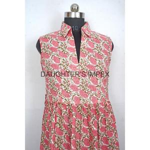 Robe imprimée florale en coton indien Robe imprimée à la main Tuniques indiennes Robe longue en coton indien - Product Image 4