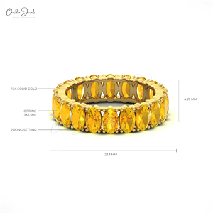 Citrine naturelle 5x3mm, pierre précieuse de coupe ovale, bracelet d'éternité complet, bagues en or massif 14K pour femmes, vente en gros, bijoux au prix d'usine - Product Image 5