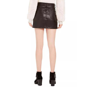 Jupe crayon brillante en similicuir grande taille 7 pour junior, mini-jupe courte en tricot avec matière PU noire - Product Image 2