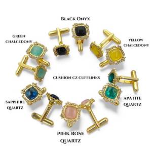 Handmade <b>Gold</b>-Plated <b>Rose</b> Quartz Hydro Quartz <b>Cufflinks</b> for Men Designer Jewelry Accessories for Gifts Christmas Parties - Product Image 6