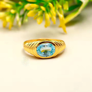 Anillo de Plata de Ley 925 de diseño romántico con piedra de Topacio azul cielo Natural para boda, fiesta de compromiso, regalo de Navidad Unisex - Product Image 2