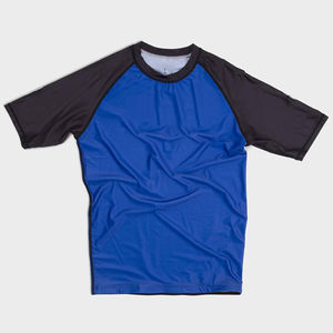 Vêtements de fitness personnalisés pour hommes, en polyester, à demi-manches, de couleur unie, avec protection UV, vêtements de fitness - Product Image 6