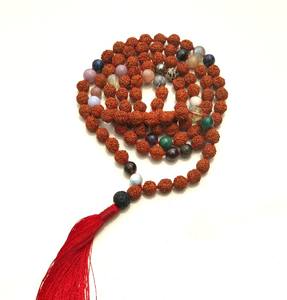 พรีเมี่ยมโยคะเครื่องประดับ Rudraksha ธรรมชาติ8มิลลิเมตร108ผูกปมมาลาสวดมนต์ลูกปัดแฮนด์เมดศิลปินอินเดียลูกปัดสร้อยคอ - Product Image 3