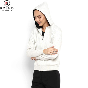 เสื้อฮู้ดมีซิปแบบกำหนดเองสำหรับผู้หญิงแจ็คเก็ตมีฮู้ดเสื้อครอปสีตัดกันเสื้อฝรั่งเศสเทอร์รี่ถักมีน้ำหนักเบา - Product Image 4