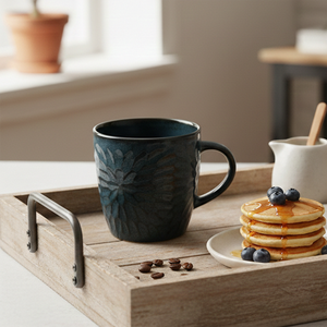 Juego de 2 Tazas de Té de Cerámica con Diseño Moderno de Mosaico en Tono Denim para Regalos - Product Image 1