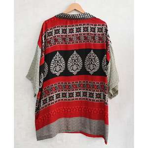 Silk Patchwork Plus Size Breathable Casual Knee Length <b>Kimono</b> Robe <b>Women</b> Indian Printed Short Autumn Nightwear Gift for Her - Product Image 4