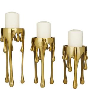 Modern gold metal and Marble Candleholders Set of 2 Elegant Pillar Candle Stands Contemporary Decorative Accent for Home Office - Product Image 2