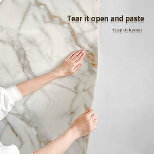 Autocollant <span class=keywords><strong>mural</strong></span> en marbre PET avec feuille d'or, 1,2*3m, <span class=keywords><strong>grand</strong></span> panneau décoratif pour mur de fond, imperméable, décoration intérieure de luxe pour entrée - Product Image 3