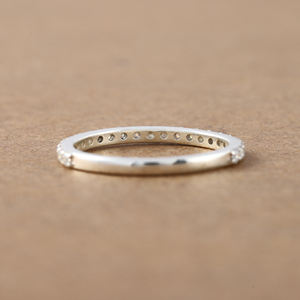 10K oro sólido corte redondo laboratorio crecido diamante media eternidad ajuste lujoso boda banda regalo para mujeres - Product Image 4