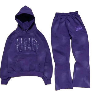OEM Pantalon de survêtement à capuche évasé 320GSM personnalisable pour hommes, survêtement d'hiver, jogging imprimé bouffant lourd, grande taille, solide - Product Image 6
