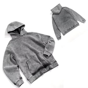 บริการ OEM เสื้อฮู้ดดี้ผู้ชายแบบฟอกสี 100% ผ้าฝ้าย ระบายอากาศได้ดี แฟชั่นฤดูใบไม้ร่วง พร้อมโลโก้แบรนด์ ขายดี ทรงพอดีตัว สวมใส่สบาย - Product Image 1