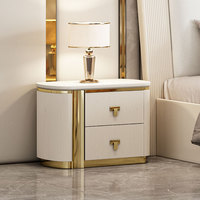 2024 Lit King Size de Luxe Moderne avec Cadre en Bois Blanc, Tête de Lit en Cuir, pour Chambre Principale de Maison/Villa – Ensemble Complet de Meubles de Chambre