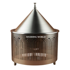 Juego de tres hotpot de nácar de metal, nueva colección para calentador de alimentos de Ramadán, hotpot de metal aislado de forma redonda - Product Image 4