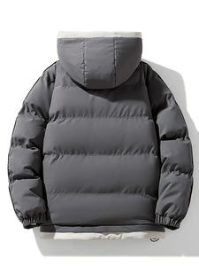 Veste matelassée en cuir unisexe sur mesure, directement de l'usine, à capuche, antibactérienne, respirante, imperméable, style hip-hop pour l'hiver - Product Image 3