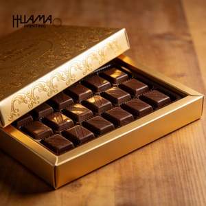 Caja de Regalo Personalizada con Lámina Dorada para Chocolates, Caja de Calidad Alimentaria con Inserto para Galletas de Chocolate y Bombones, Empaque al por Mayor para Dulces - Product Image 6