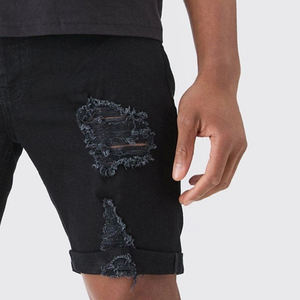 Classic And Relaxed Fit Button Closure Casual <b>Men</b> <b>Skinny</b> Stretch Ripped Denim <b>Shorts</b> Casual Wear Comfortable Fit And Breathable - Product Image 2