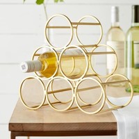 Porte-bouteilles en fer pour 6 bouteilles - Finition dorée, support de rangement pour comptoir, décoration de mariage, décoration de la maison, design rustique/moderne, écologique