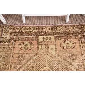 Vintage Turkish <b>Rug</b>, 3.2x2.6 ft Small <b>Rug</b>, Brown Beige <b>Check</b> <b>Rug</b> - Product Image 5