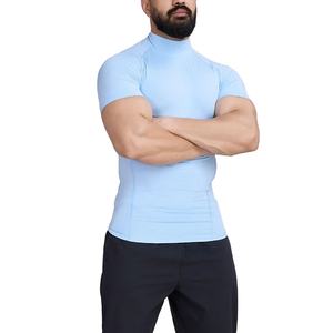 Camiseta Deportiva de Cuello Alto, Color Sólido, Precio Bajo al por Mayor, Nueva Llegada, Lisa, sin Estampado, Ropa de Gimnasio, Compresión Atlética, 100% Poliéster - Product Image 3