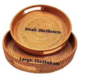 Bandeja de Servicio de Ratán Natural, Rectangular con Borde Curvo, Elegante Bandeja Individual para Té, Almacenamiento de Alimentos, Cocina, Comedor, Presentación en el Hogar - Product Image 2