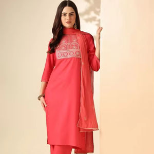 Mujeres motivos étnicos yugo diseño regular lentejuelas rayón viscosa Kurta con pantalones y con Dupatta indio Pakistán Salwar kameez - Product Image 1