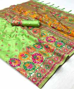 Pure <b>Silk</b> Saree with <b>Organza</b> Blouse for Women Ready to Wear Party Wear Low Price - Product Image 3