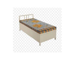 Durable <b>Single</b> Metal <b>Bed</b> with Headrest <b>and</b> Printed <b>Mattress</b> - Product Image 1