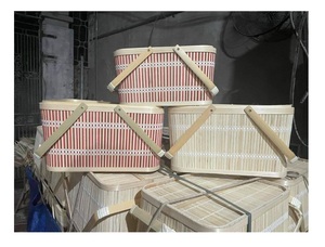 Cestas de bambú para picnic, comida, malla vegetal, alambre de Metal, compras, otro almacenamiento, cestas de Picnic con mango de bambú de Vietnam - Product Image 3