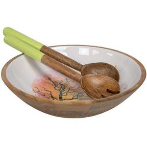 Bol de service double paroi en bois poli naturel fait main, résistant aux rayures, pour salades et fruits, écologique et biodégradable - Product Image 2