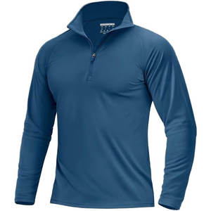 Venta al por mayor 1/4 cremallera pesca Golf correr polos de secado rápido hombres cuarto pulóver activo camisas de manga larga - Product Image 1