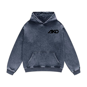 เสื้อฮู้ดดี้ผ้าคอตตอนหนา 500 กรัม สไตล์วินเทจ ล้างสีแบบแอซิด ทรงโอเวอร์ไซส์ ยูนิเซ็กซ์ แบรนด์ Ako รับสกรีนโลโก้ตามแบบ - Product Image 1