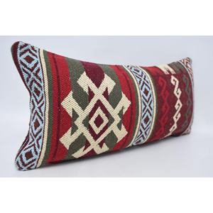<b>Red</b> <b>Wool</b> Pillow 12x24 Inches Traditional Luxury Style Vintage Geometric Pattern Woven Eco-Friendly Non-Slip Removable Washable - Product Image 3