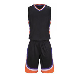 Col en V de bonne qualité unisexe porter maillot de basket-ball chemise et short Bsci short de basket-ball d'été - Product Image 1
