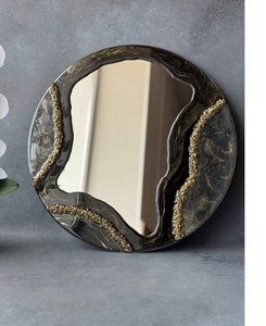 Miroir en aluminium coulé avec bordure dorée de style moderne pour salle de bain, design unique, décoration intérieure, miroir mural - Product Image 1