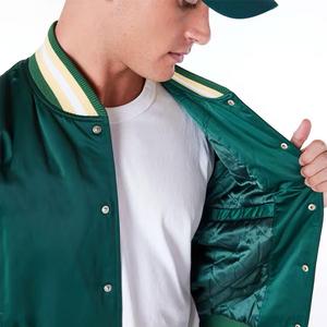 Personalizado Varsity bordado acolchado forrado Unisex béisbol bombardero lona invierno Stand Collar frente Logo chaqueta - Product Image 4
